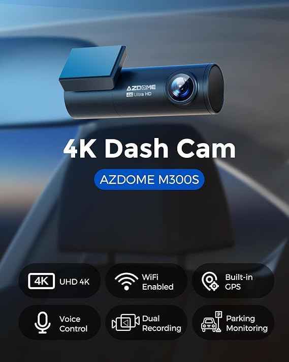 m300-2 Dash Cam AZDOME M300S 4K 2CH MINI - Front and Rear with 64GB SD CARD