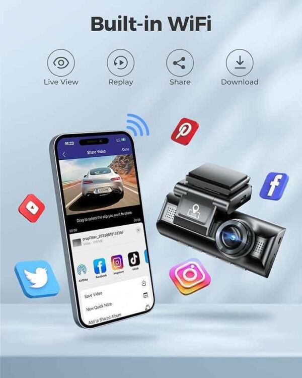 m550 Azdome داش كام أزدوم M550 Max 4K | 3 كاميرات أمام + خلف + داخل